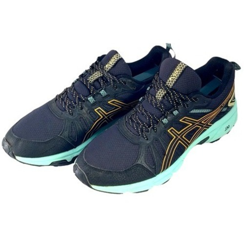 Asics Womens Gel Venture 7 Black Blue Orange Teal Running Shoes Sneakers Size 10
